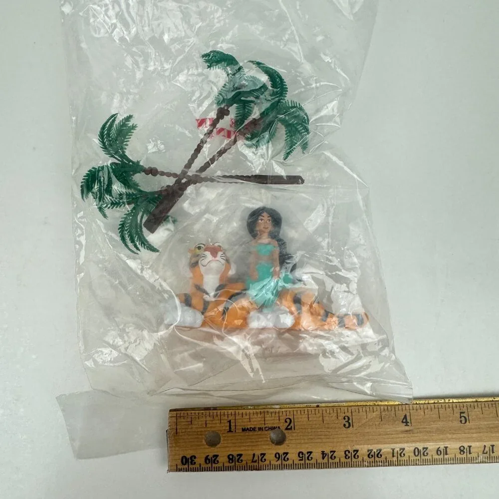 Sealed Vtg 90s Disney Jasmine Tiger Rajah Aladdin Mattel Cake‎ Topper Palm Tree